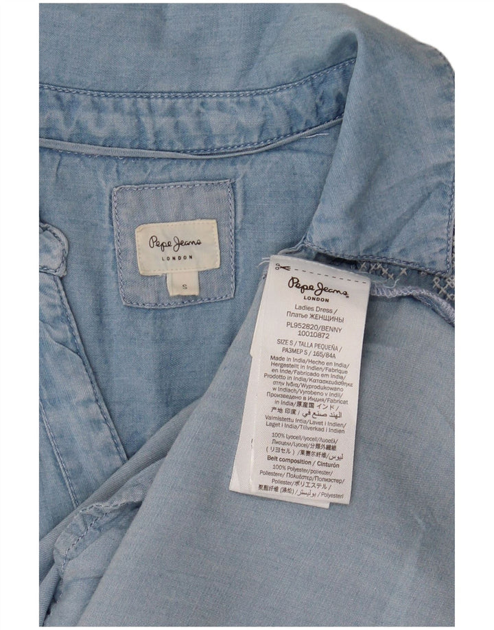 PEPE Jeans Womens Sleeveless Tent Dress UK 10 Small Blue Fair Isle Lyocell