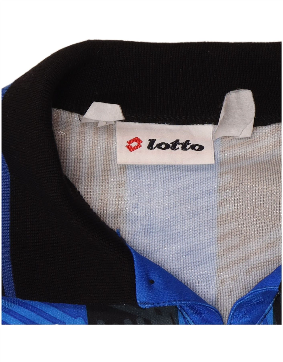 LOTTO Mens Atalanta 1991-1993 Home Jersey Top Medium Blue Striped Sports
