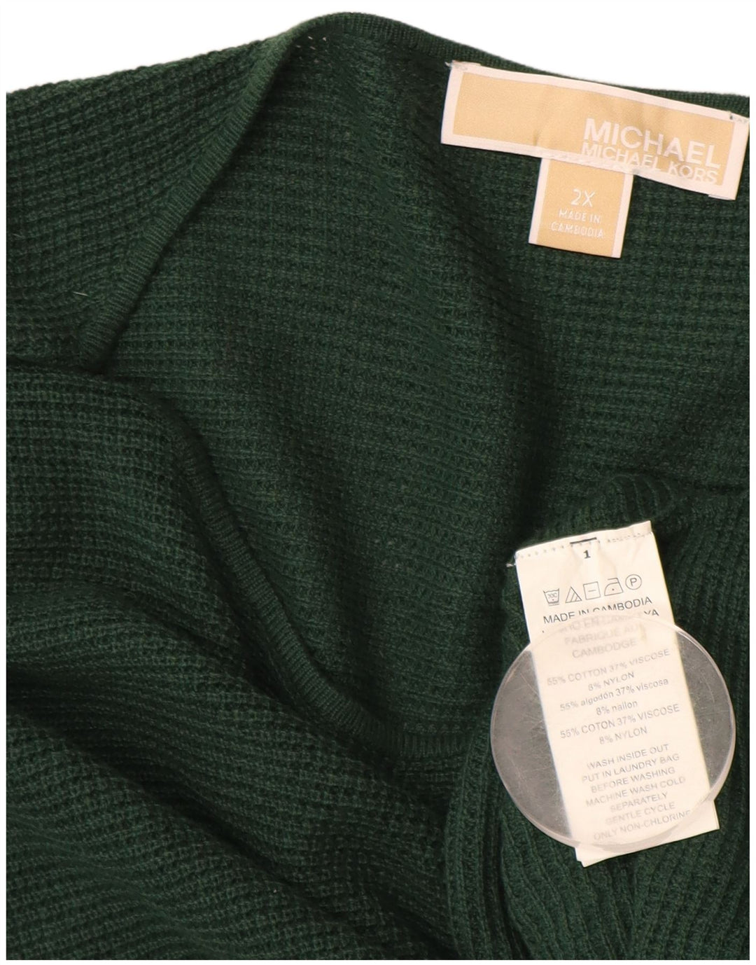 MICHAEL KORS Womens Longline Boat Neck Jumper Sweater UK 20 2XL Green