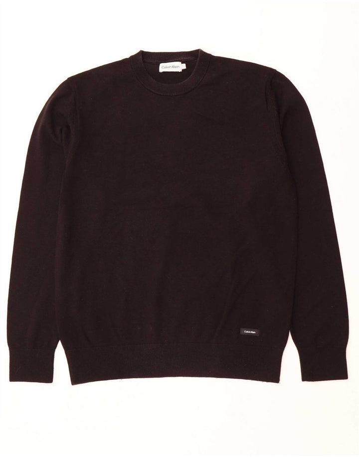 CALVIN KLEIN Mens Crew Neck Jumper Sweater Small Black Lyocell