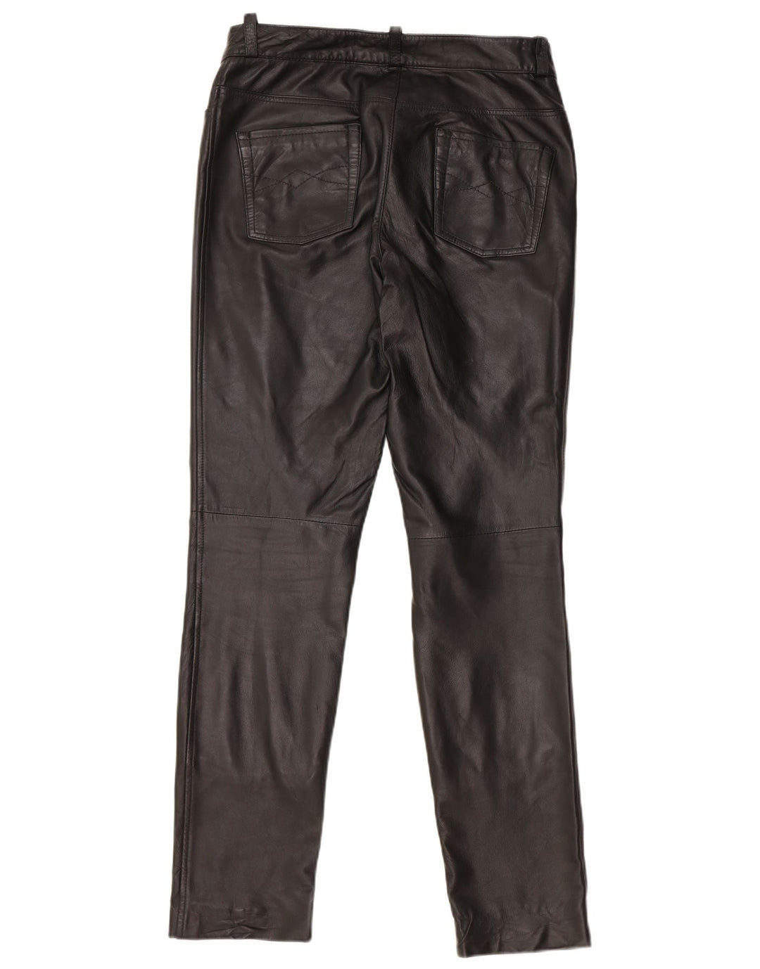 HEINE Womens Slim Leather Trousers UK 12 Medium W30 L31 Black Leather