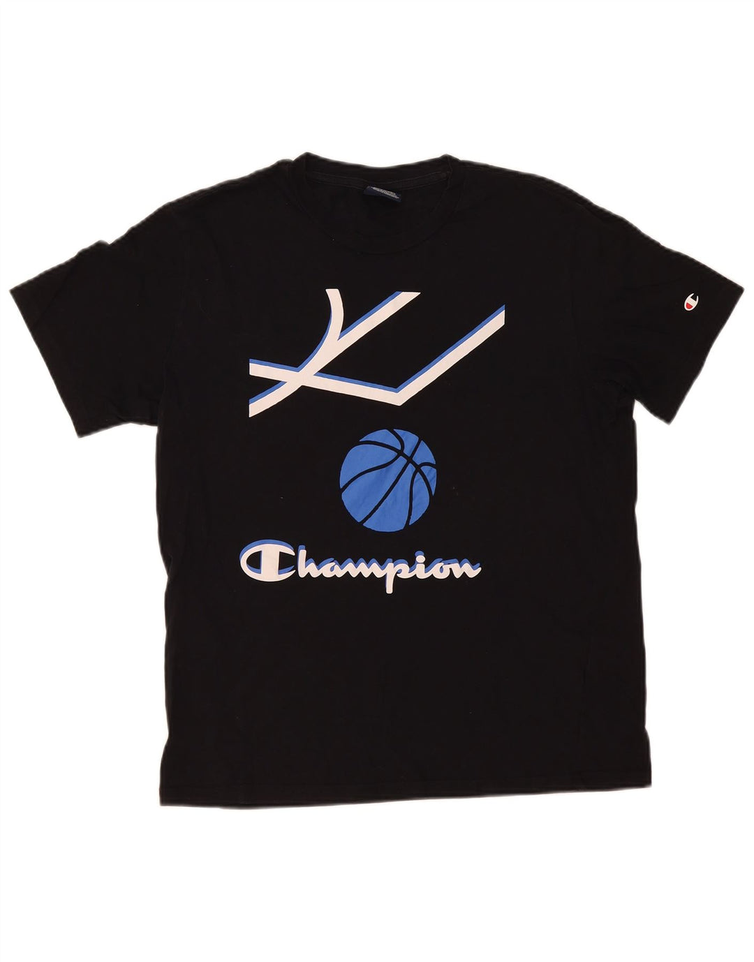 Champion Mens Graphic T-Shirt Top Medium Black