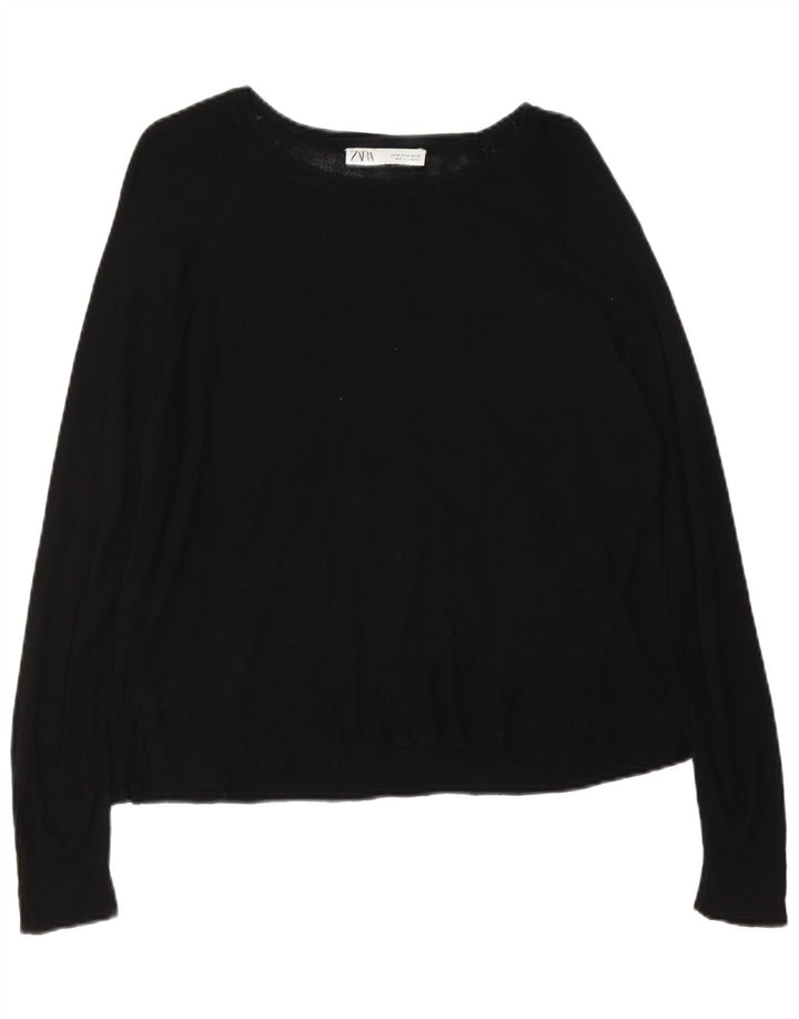 Zara Womens Boat Neck Jumper Sweater UK 14 Medium Black