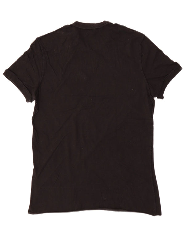 BENETTON Womens Graphic T-Shirt Top UK 16 Large Black