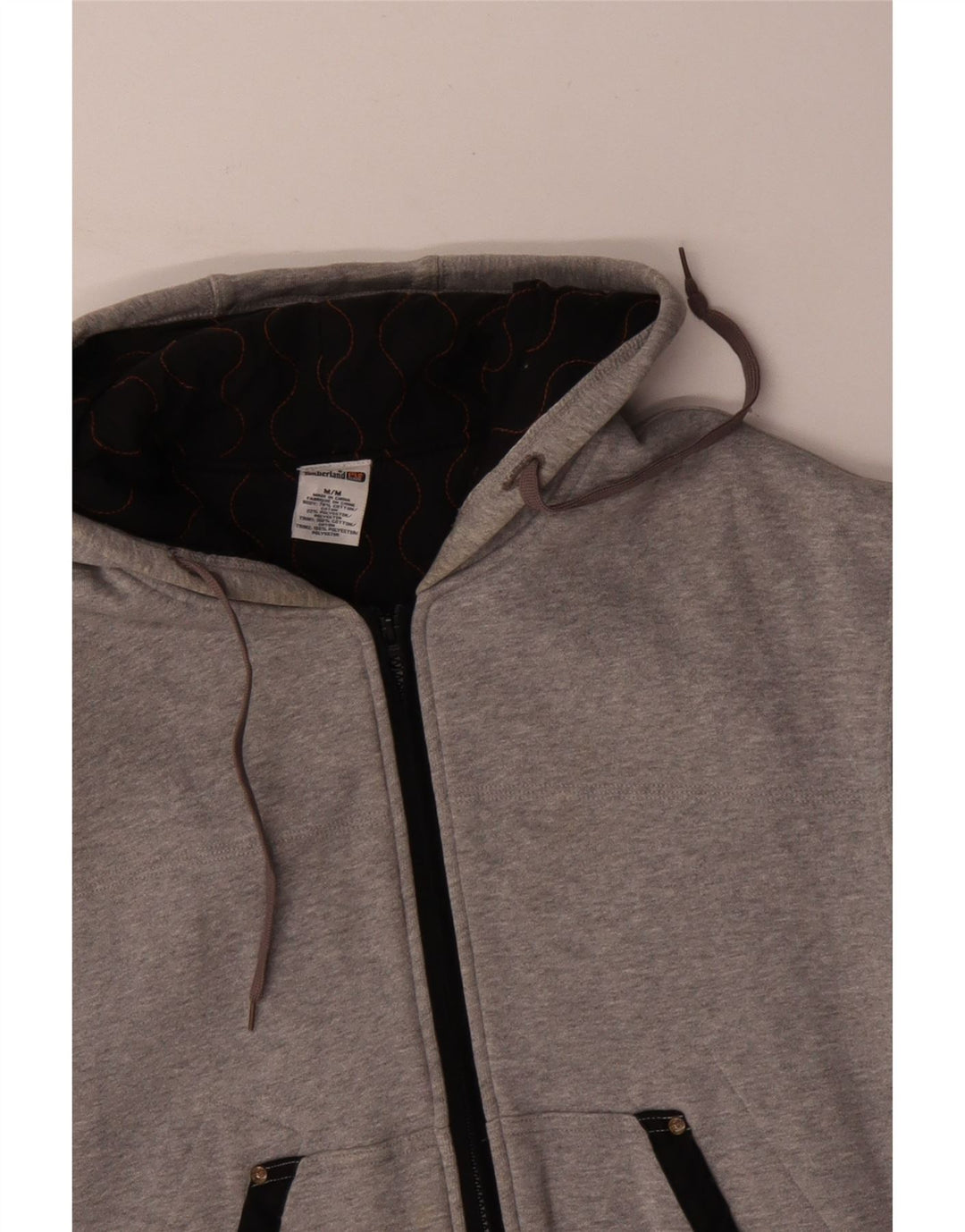 TIMBERLAND Mens Zip Hoodie Sweater Medium Grey Colourblock Cotton