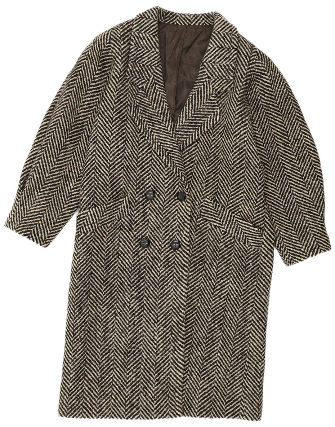 LANIFICO CAMPORE Womens Double Breasted Coat IT 44 Medium Black