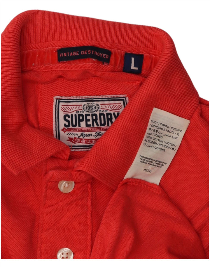 Superdry Mens Polo Shirt Large Red Cotton