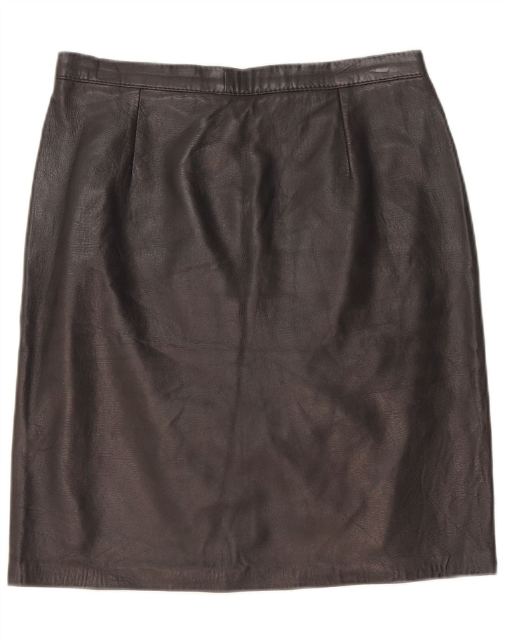Vintage Womens Leather Skirt W28 Medium Black