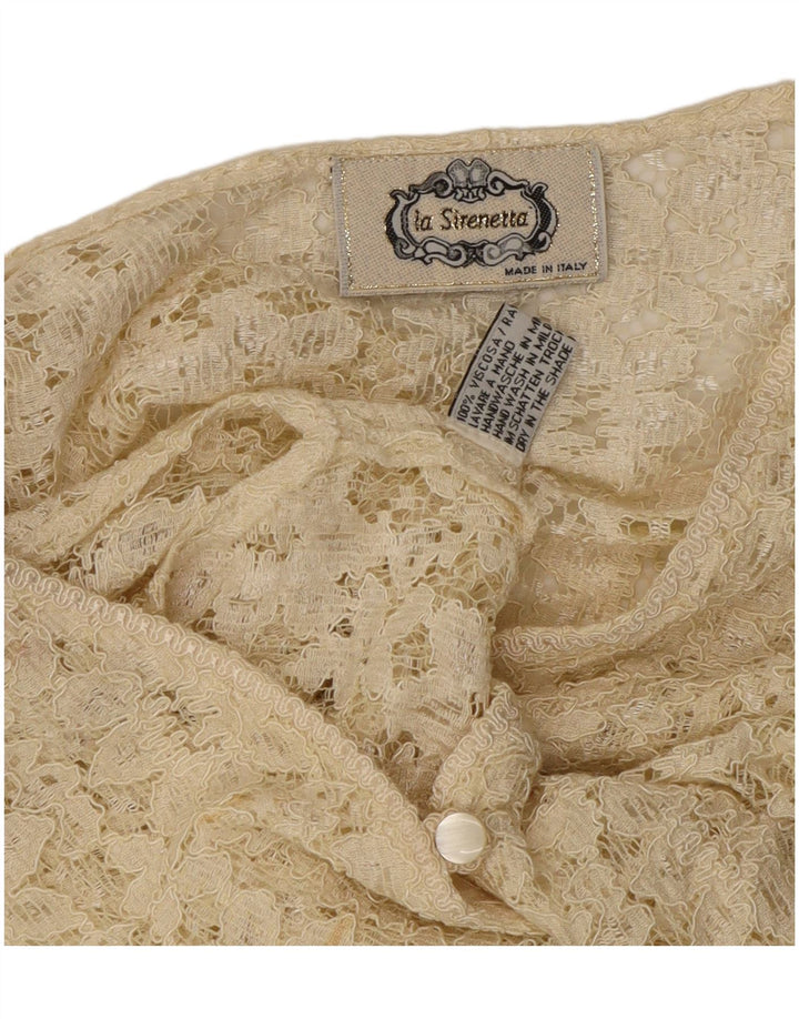 LA SIRENETTA Womens Sleeveless Shirt Blouse UK 14 Medium Off White Viscose