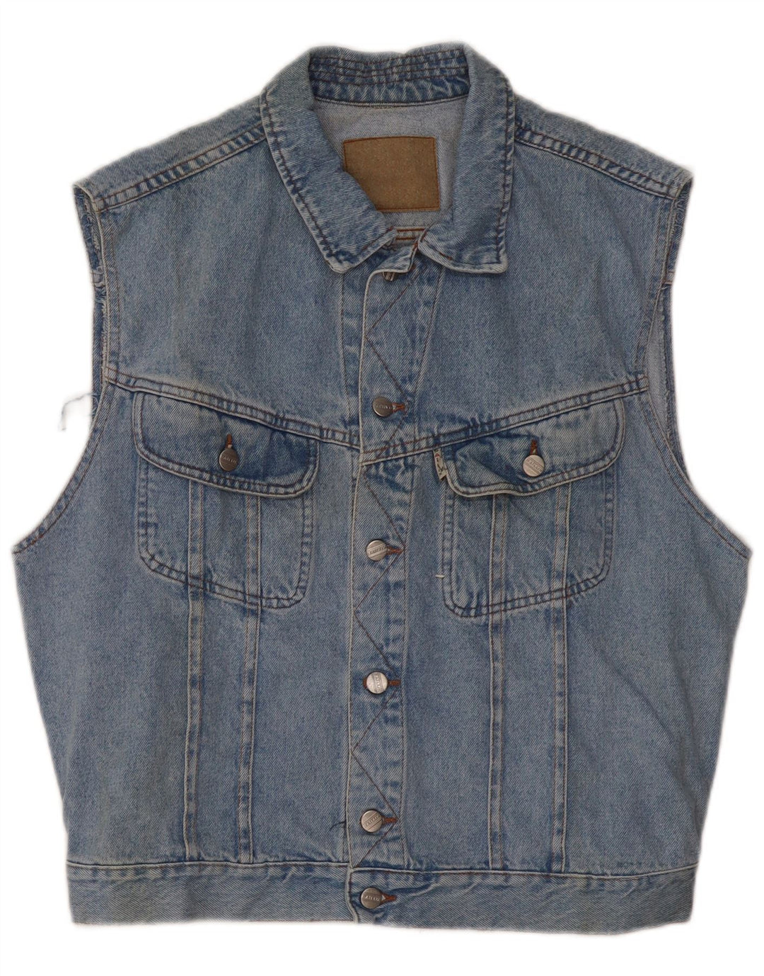 Vintage Mens Denim Gilet UK 36 Small Blue