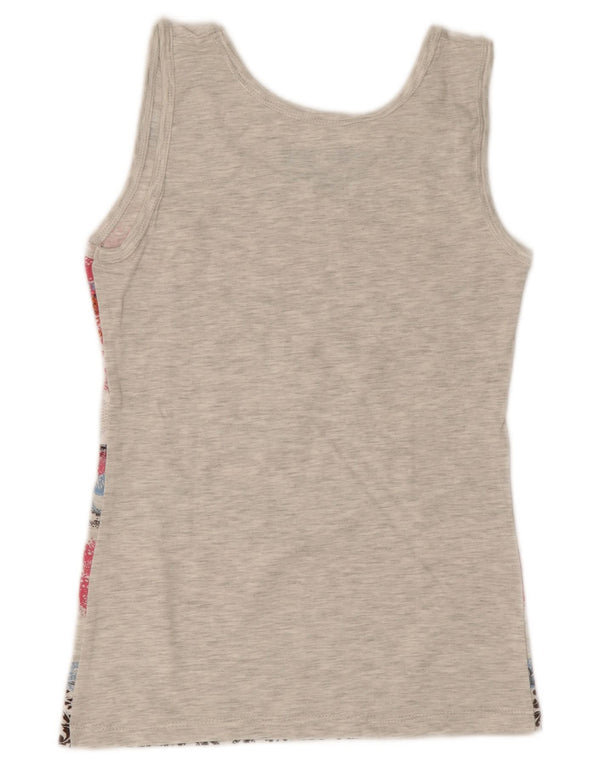 Hard Rock Womens Rome Graphic Vest Top UK 8 Small Grey Fair Isle Cotton
