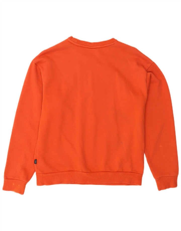 PUMA Womens Oversized Graphic Sweatshirt Jumper UK 10 Small Orange Cotton