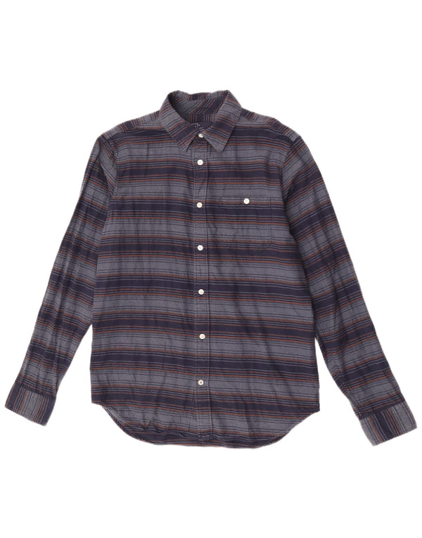 Gap Mens Flannel Shirt Medium Navy Blue Striped Cotton