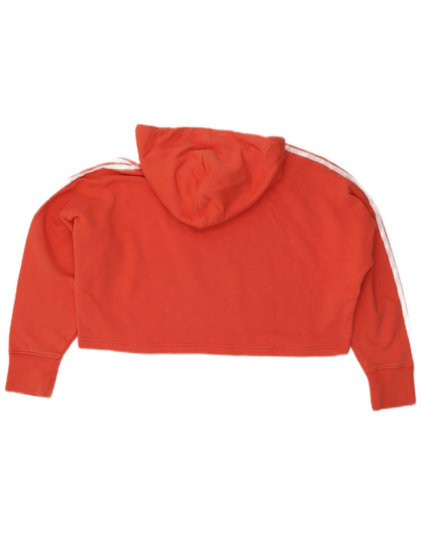 Adidas Womens Crop Oversized Hoodie Jumper UK 8 Small Orange Cotton