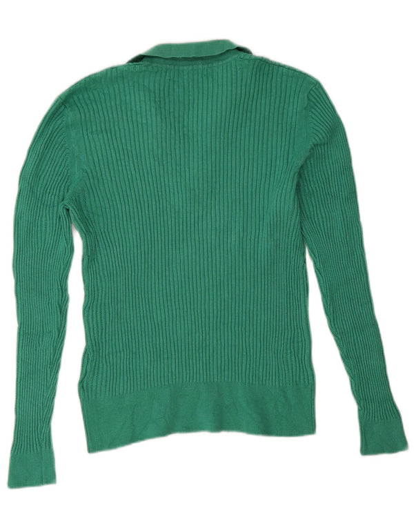 Marks & Spencer Womens Polo Neck Jumper Sweater UK 14 Large Green Viscose