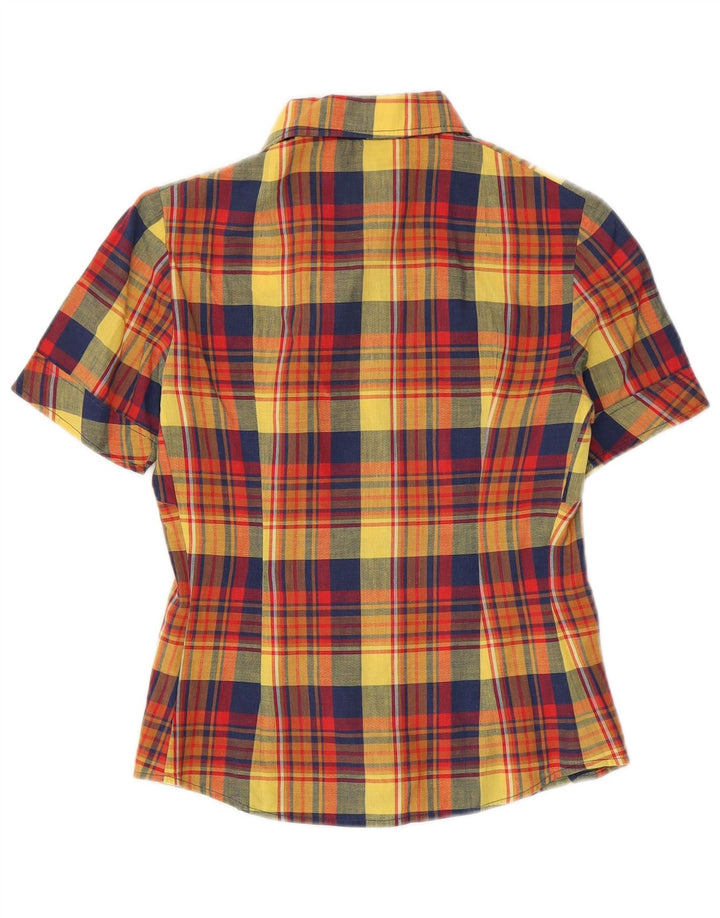VINTAGE Womens Short Sleeve Shirt UK 10 Small Multicoloured Check