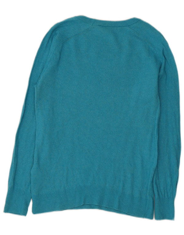 Zara Womens Crew Neck Jumper Sweater UK 12 Medium Turquoise Polyamide