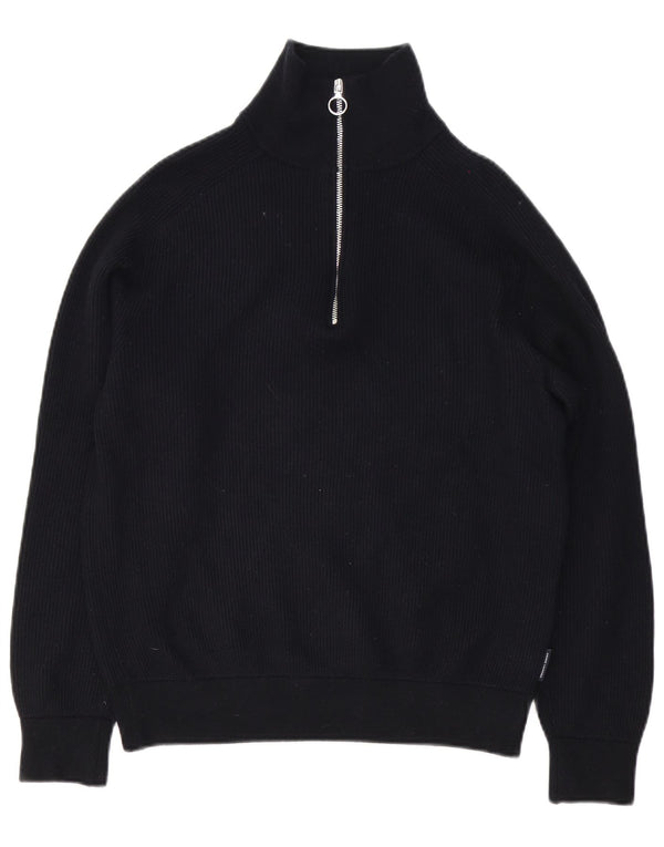 Armani Exchange Mens Zip Neck Jumper Sweater Large Black Cotton
