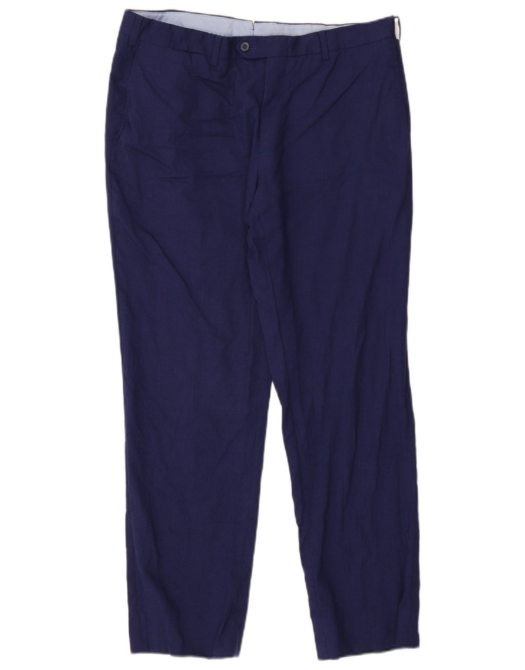 Massimo Dutti Mens Straight Suit Trousers W34 L29 Navy Blue