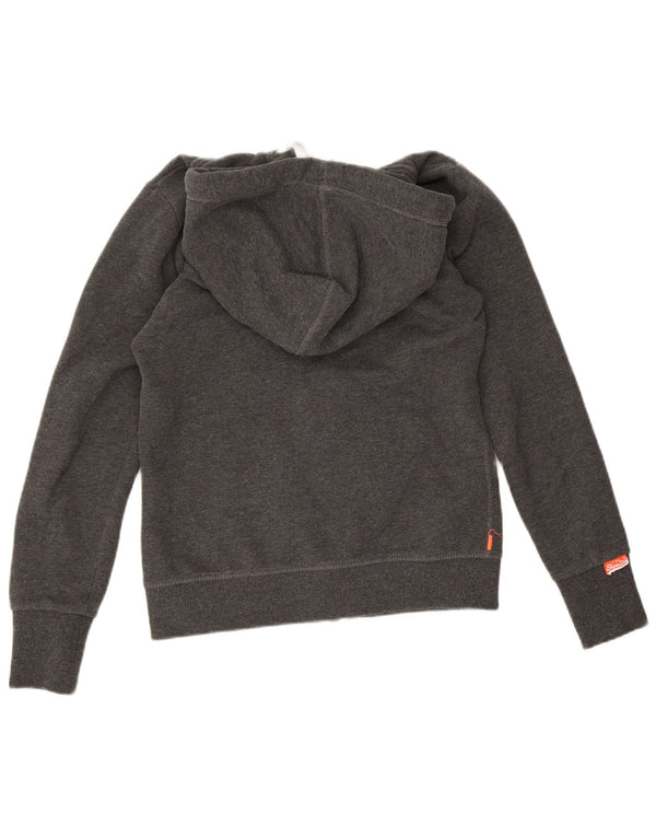 Superdry Womens Zip Hoodie Sweater UK 10 Small Grey Flecked Cotton