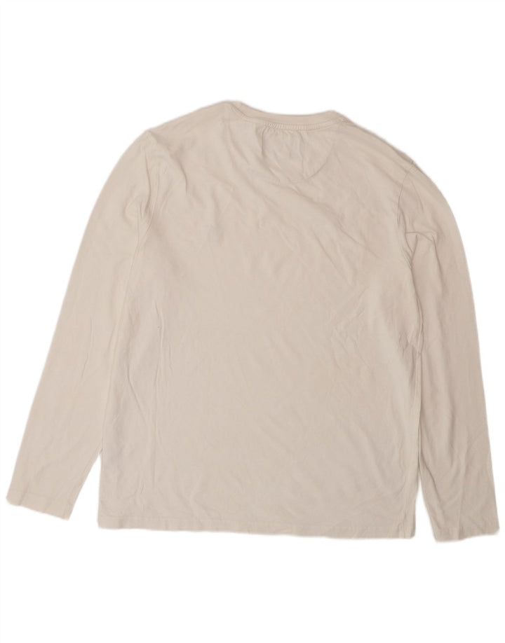 Lyle & Scott Mens Top Long Sleeve Large White Cotton