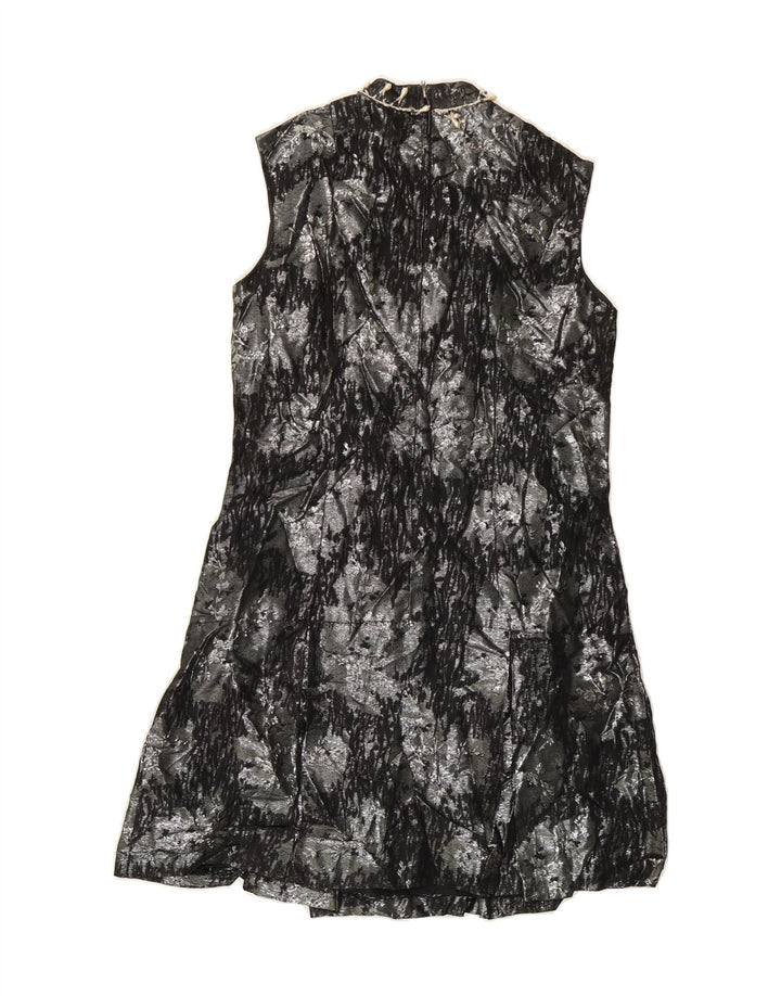 VINTAGE Womens Abstract Pattern A-Line Dress UK 12 Medium Silver Vintage Vintage and Second-Hand Vintage from Messina Hembry 