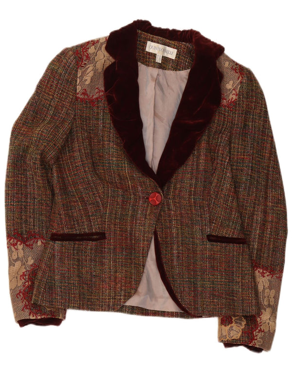 Quin And Donnelly Womens 1 Button Blazer Jacket UK 10 Small Brown Floral