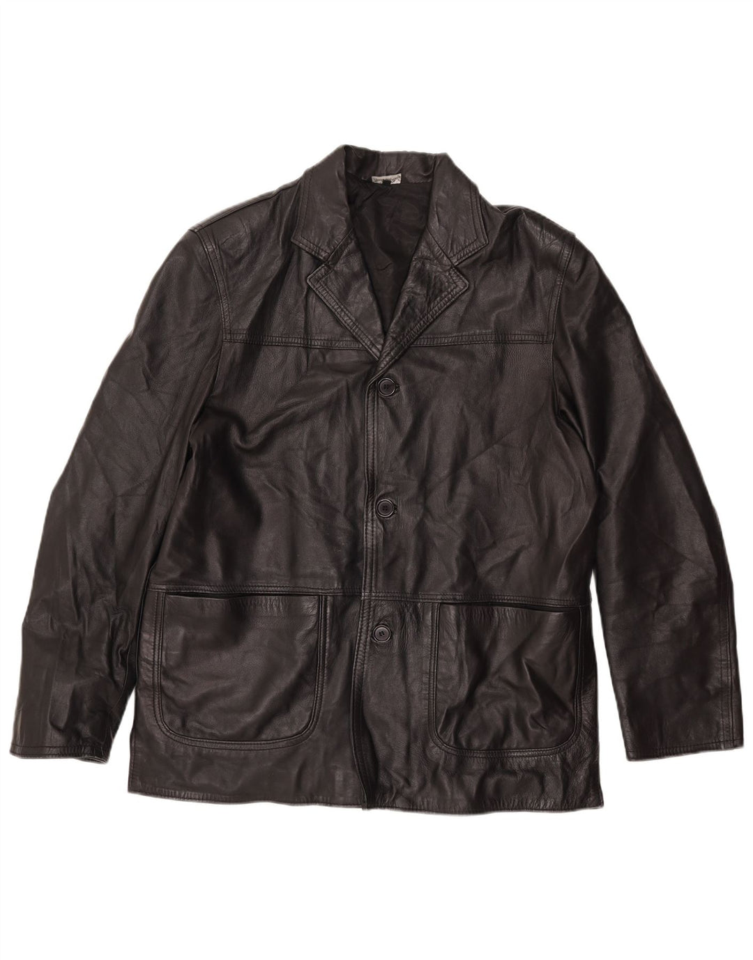 VINTAGE Mens Leather Jacket UK 42 XL Black Leather