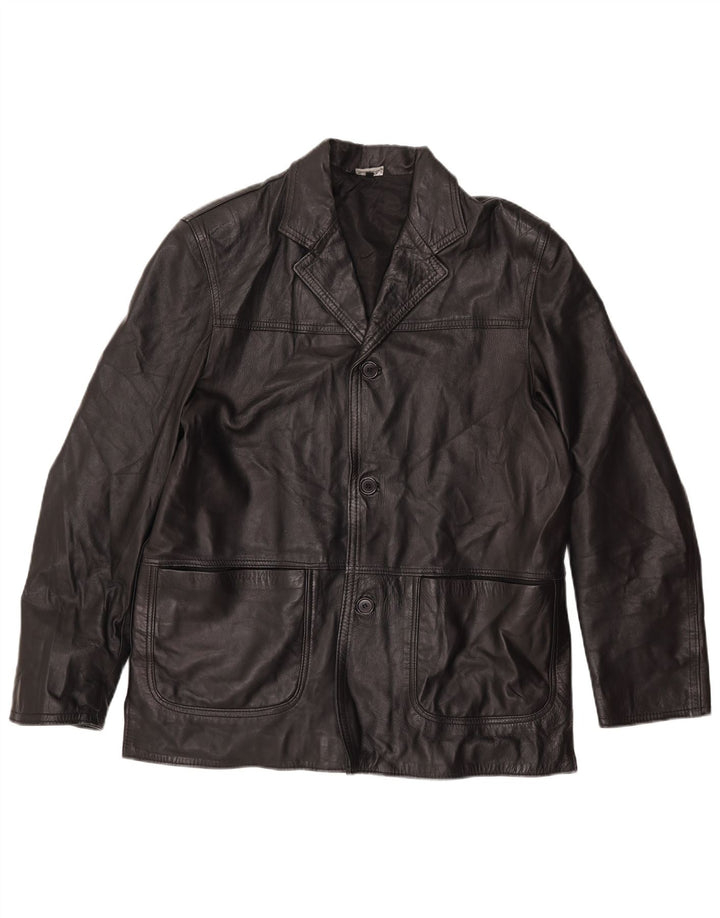 VINTAGE Mens Leather Jacket UK 42 XL Black Leather