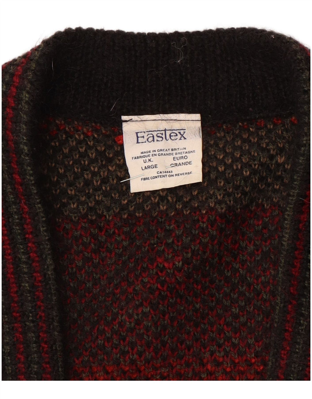 EASTEX Womens Oversized Cardigan Sweater UK 16 Large Red Fair Isle Acrylic