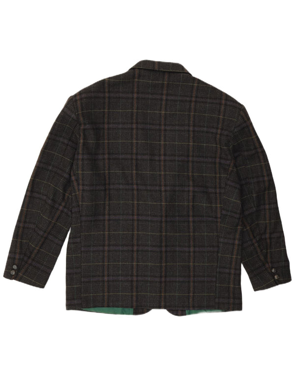 VINTAGE Mens 2 Button Blazer Jacket IT 54 2XL Grey Check Wool