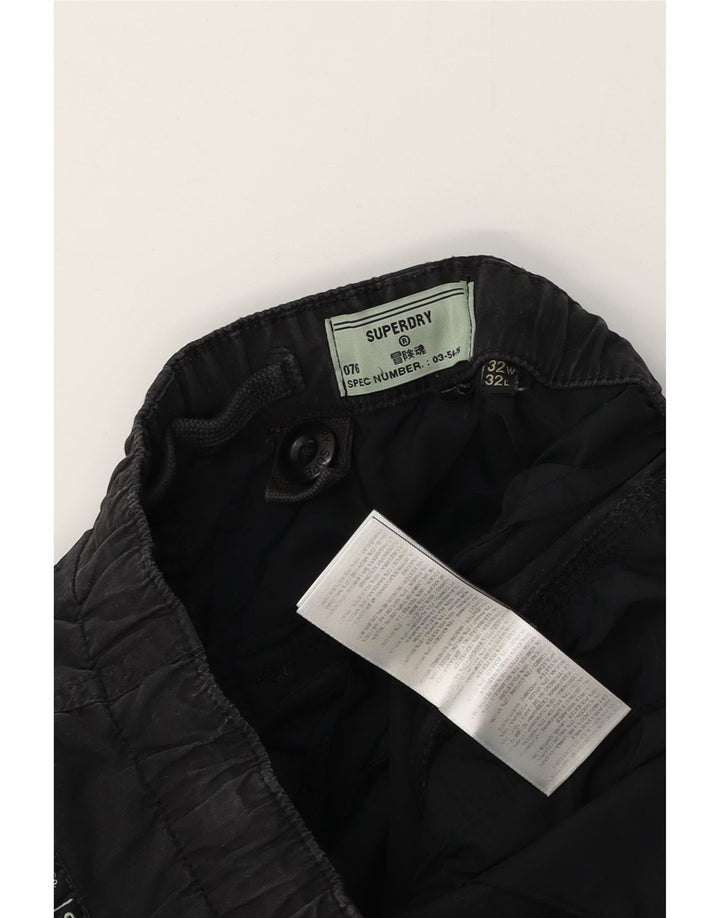SUPERDRY Mens Straight Cargo Trousers W32 L28 Black Cotton