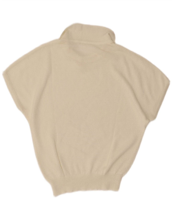 VINTAGE Womens Roll Neck Jumper Sweater UK 14 Medium Off White