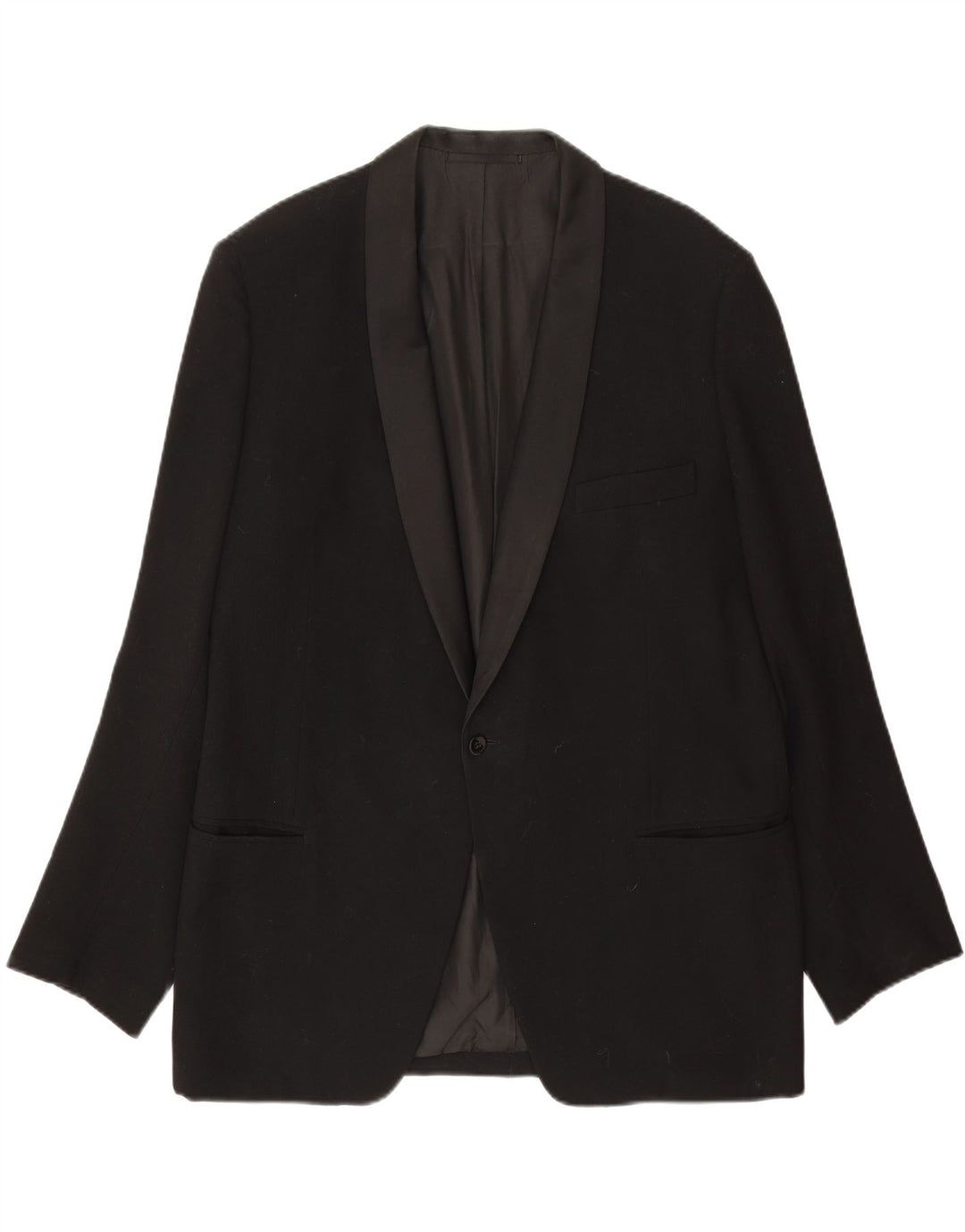 VINTAGE Mens 1 Button Blazer Jacket UK 38 Medium Black Virgin Wool Vintage Vintage and Second-Hand Vintage from Messina Hembry 