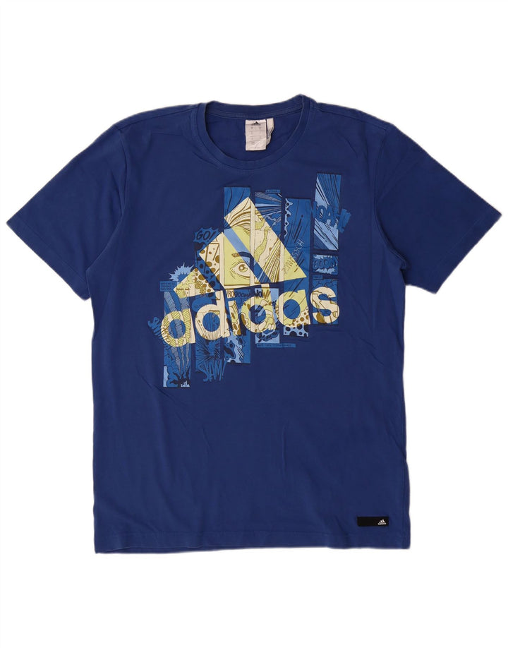 ADIDAS Mens Climalite Graphic T-Shirt Top Medium Blue Cotton