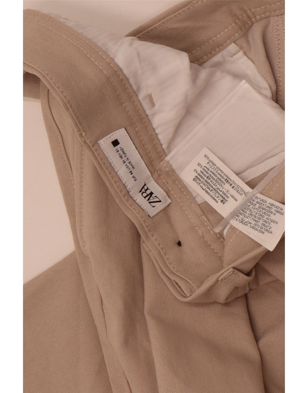 Zara Mens Slim Chino Trousers EU 40 Medium W31 L28 Beige Polyester