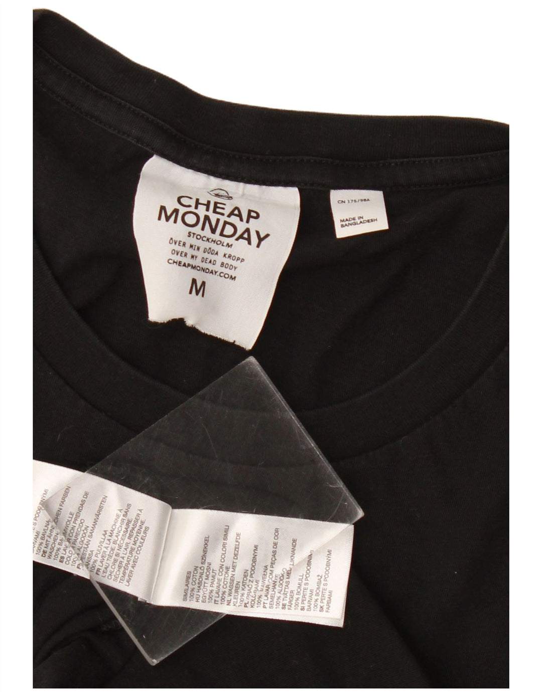 Cheap Monday Mens Graphic T-Shirt Top Medium Black Cotton