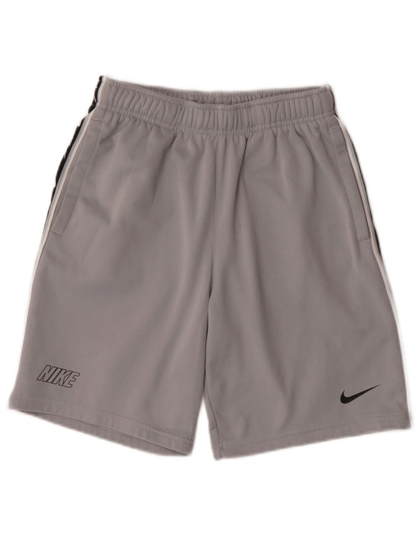 Nike Boys Dri Fit Graphic Sport Shorts 12-13 Years Large Grey Colourblock