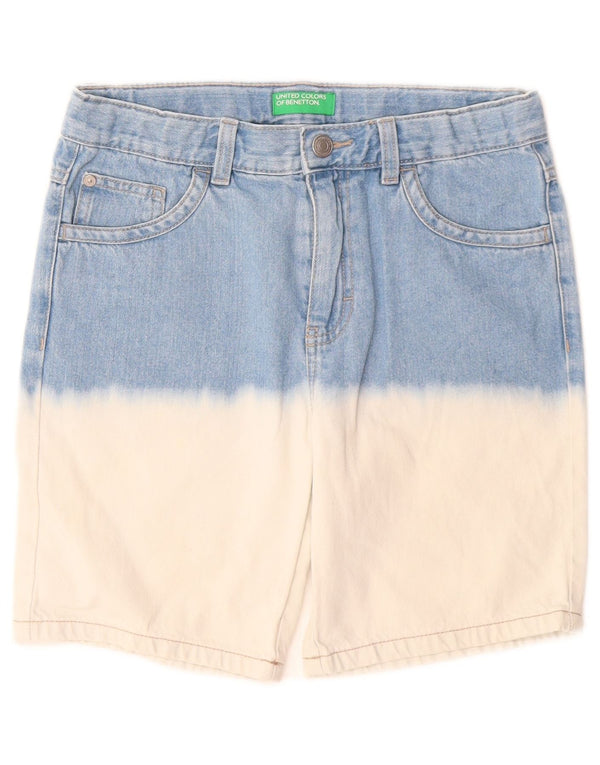 BENETTON Boys Denim Shorts 10-11 Years W26 XL Blue Colourblock Cotton