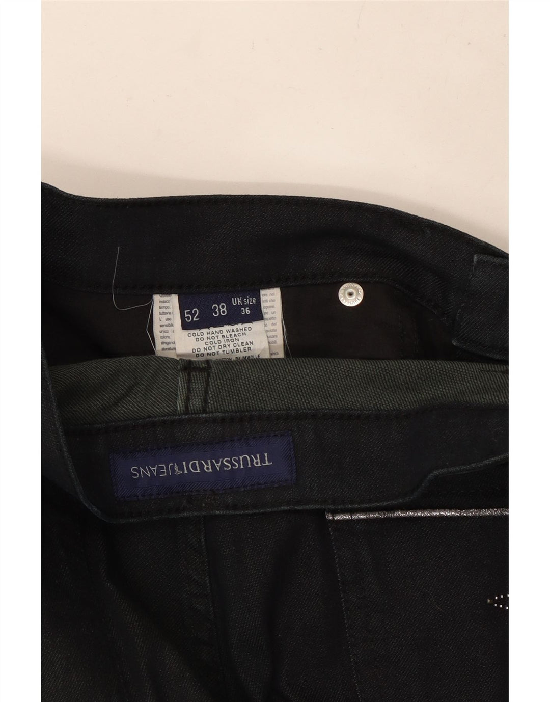 TRUSSARDI Mens Straight Jeans W36 L33 Black Cotton