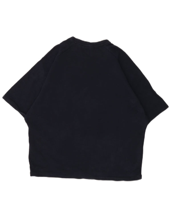 Zara Womens Trafaluc Graphic T-Shirt Top UK 14 Medium Navy Blue Cotton