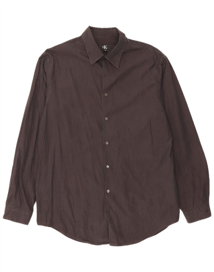 Calvin Klein Mens Shirt Size 43 Large Black Cotton