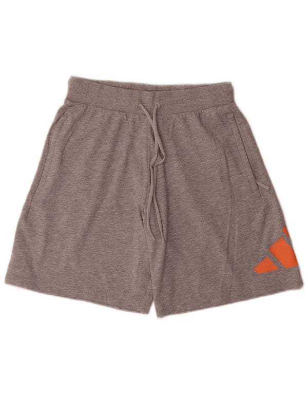 Adidas Womens Graphic Relaxed Fit Sport Shorts UK 14 Medium Grey Cotton
