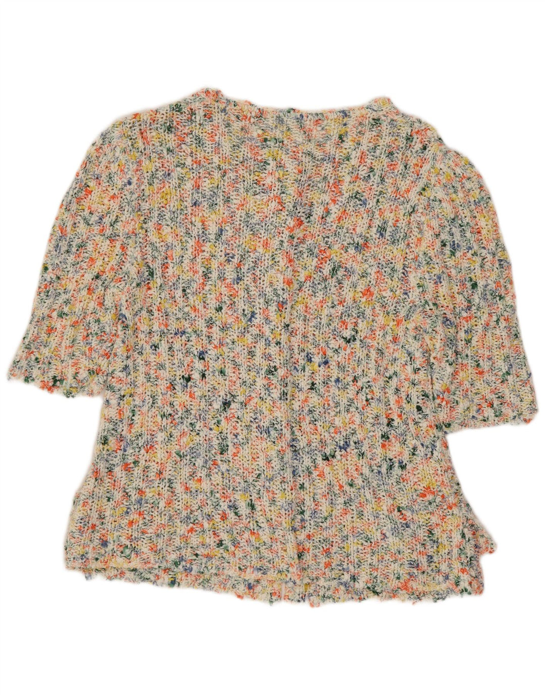 Vintage Womens Short Sleeve Cardigan Sweater UK 8 Small Multicoloured