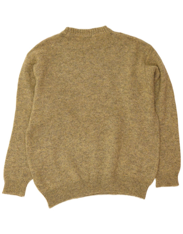 Vintage Mens Crew Neck Jumper Sweater Medium Green Argyle/Diamond Wool
