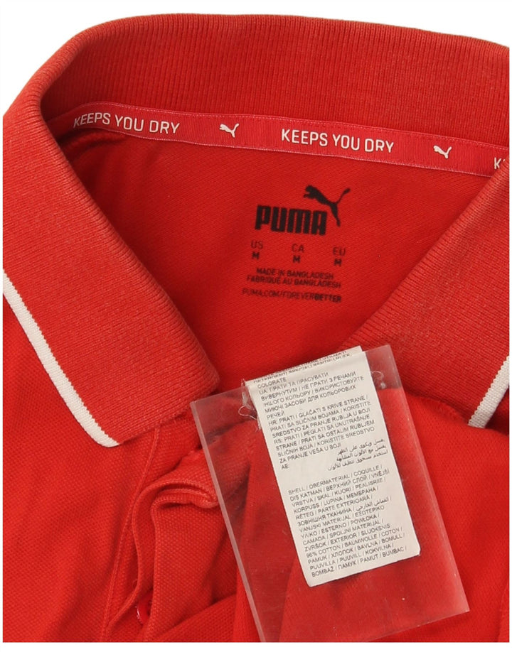 Puma Mens Graphic Polo Shirt Medium Red Cotton Sports
