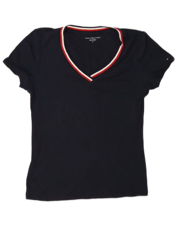 Tommy Hilfiger Womens T-Shirt Top UK 14 Medium Navy Blue Cotton