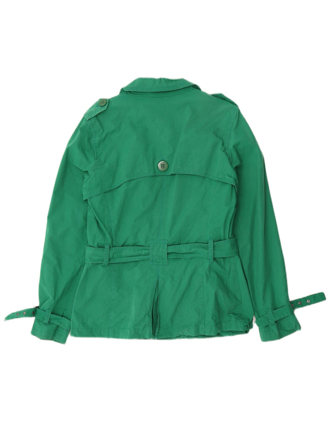 Marks & Spencer Womens Short Trench Coat UK 12 Medium Green Cotton