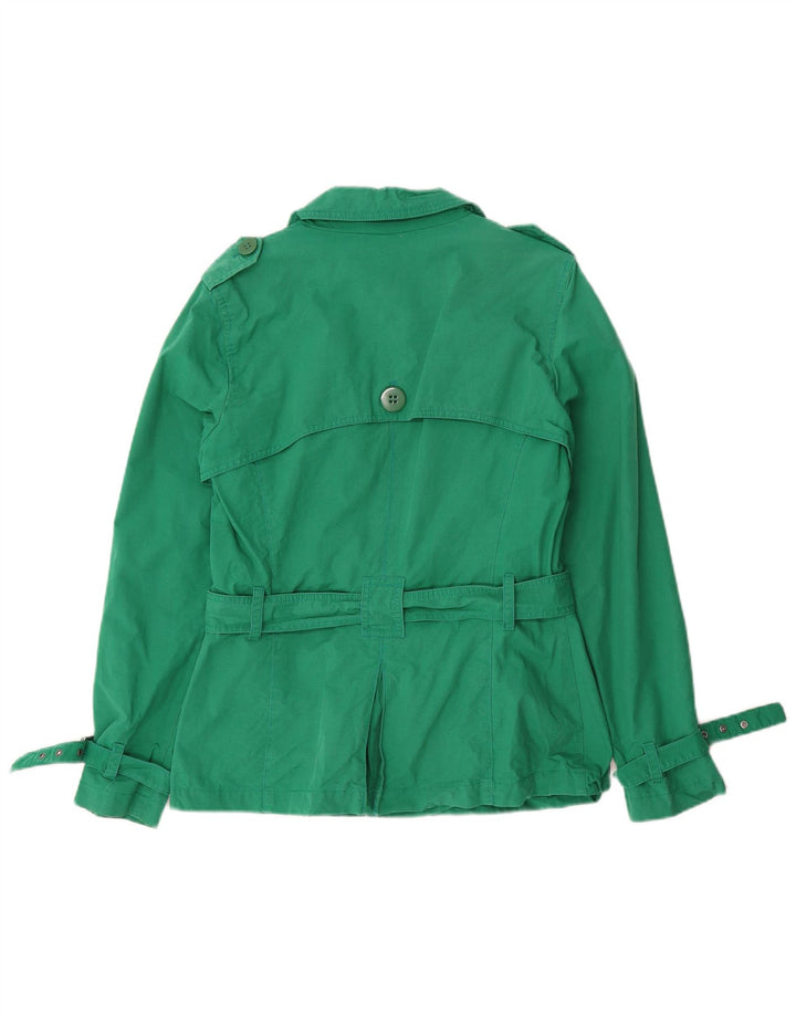 Marks & Spencer Womens Short Trench Coat UK 12 Medium Green Cotton