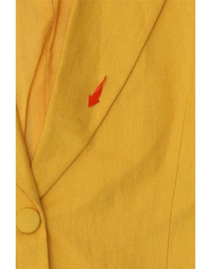 POP 84 Womens 2 Button Blazer Jacket UK 12 Medium Yellow Linen